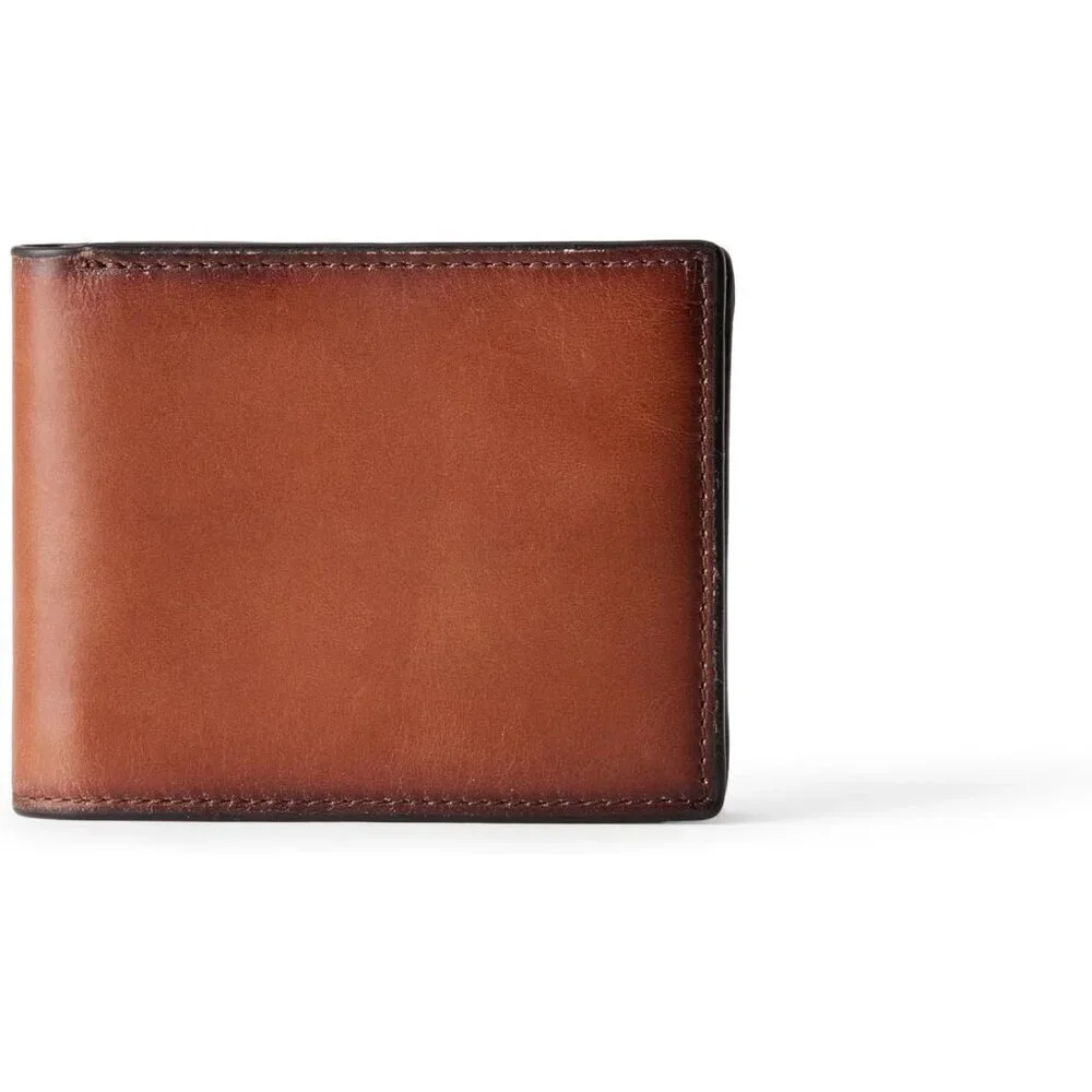 Men's Dark Tan Classic Leather Bifold Stylish WWallet Card Slip Pocket Designed